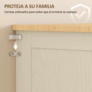 Alacena de Cocina, Mueble Auxiliar de Cocina con 2 Puertas de Acrílico, Cajón Grande, Estantes Ajustables, para Comedor, 76x40x182,5 cm, Crema