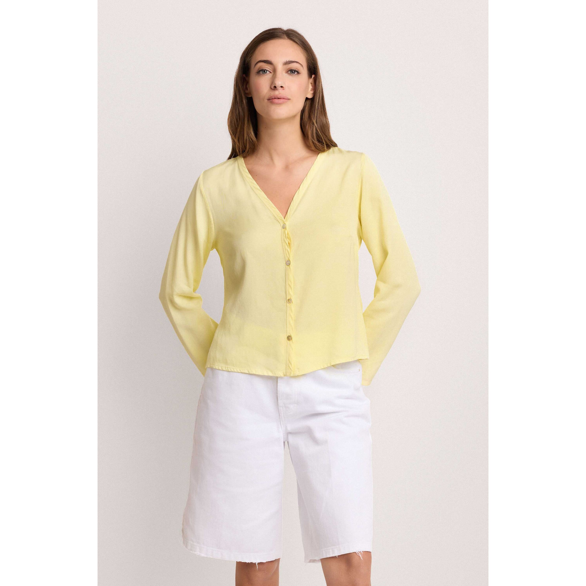 Kocca - Blusa fluida scollo a V Donna, Tinta unita, Scollo a V