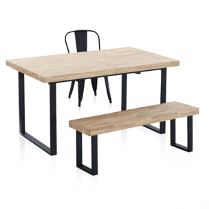 Banco de madera con patas metálicas en negro y roble salvaje 120x34 cm Loft Roble salvaje - Negro