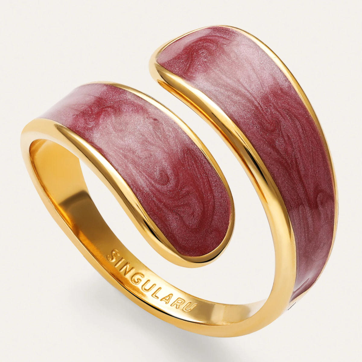 Anillo Abbraccio Granate Acero baño Oro