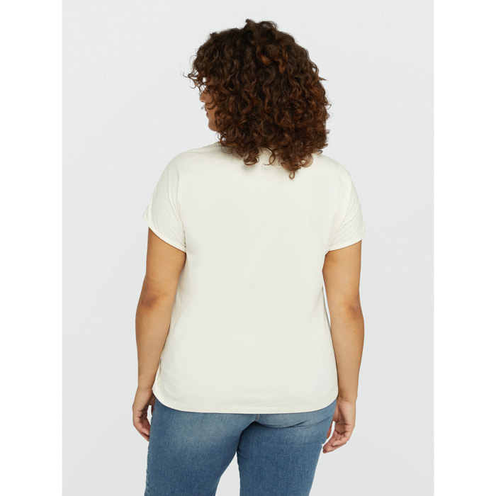 Fiorella Rubino - Camiseta con escritura bordada - Blanco