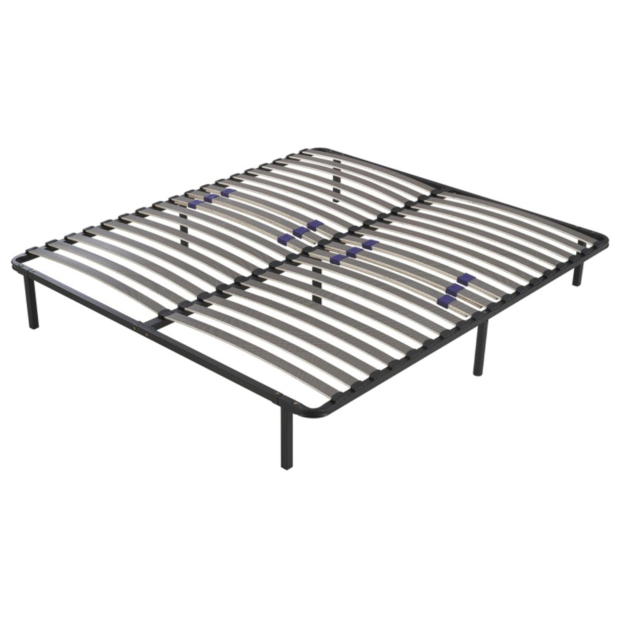 Sommier Perflex | Cadre de lit métallique | Lattes réglables flexibles | 7 Pieds Inclus | Résistant et Confortable