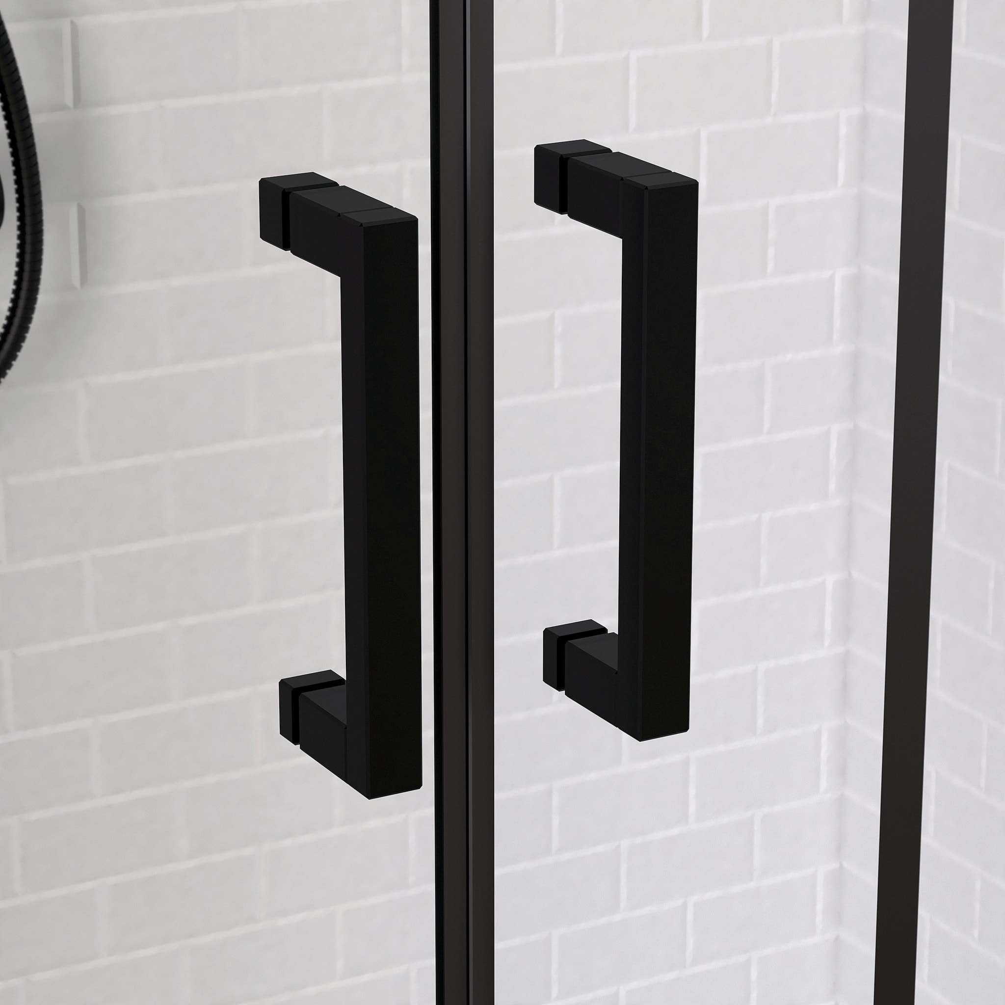 Porte de douche 2 portes coulissantes 140x200 cm - Verre sérigraphié - Profilé Noir - CRUSHX