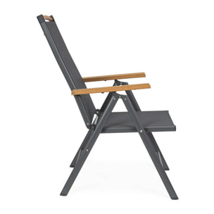 Set 4 sedie reclinabili da giardino SANTANDER in textilene e struttura in alluminio antracite