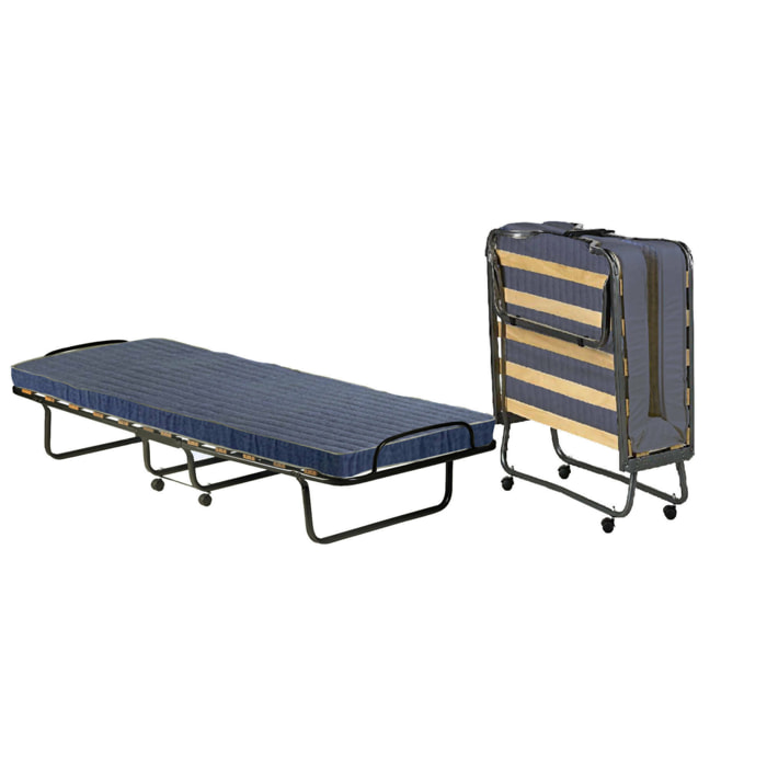 Letto pieghevole Arias, Brandina con rete 12 doghe, Materasso incluso, Lettino salvaspazio, 100% Made in Italy, 80x190h37 cm