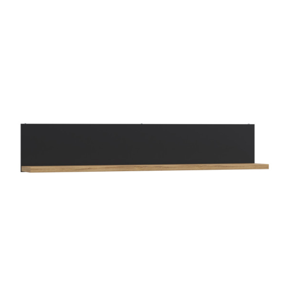 Étagère murale 160 cm en bois effet chêne & noir - FACTORY