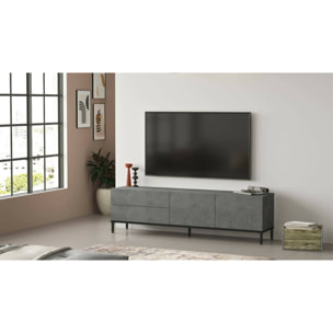 Mobile porta TV Basyang, Credenza da soggiorno, Armadio basso per TV, Base parete attrezzata, 170x36h46 cm, Argento e Nero
