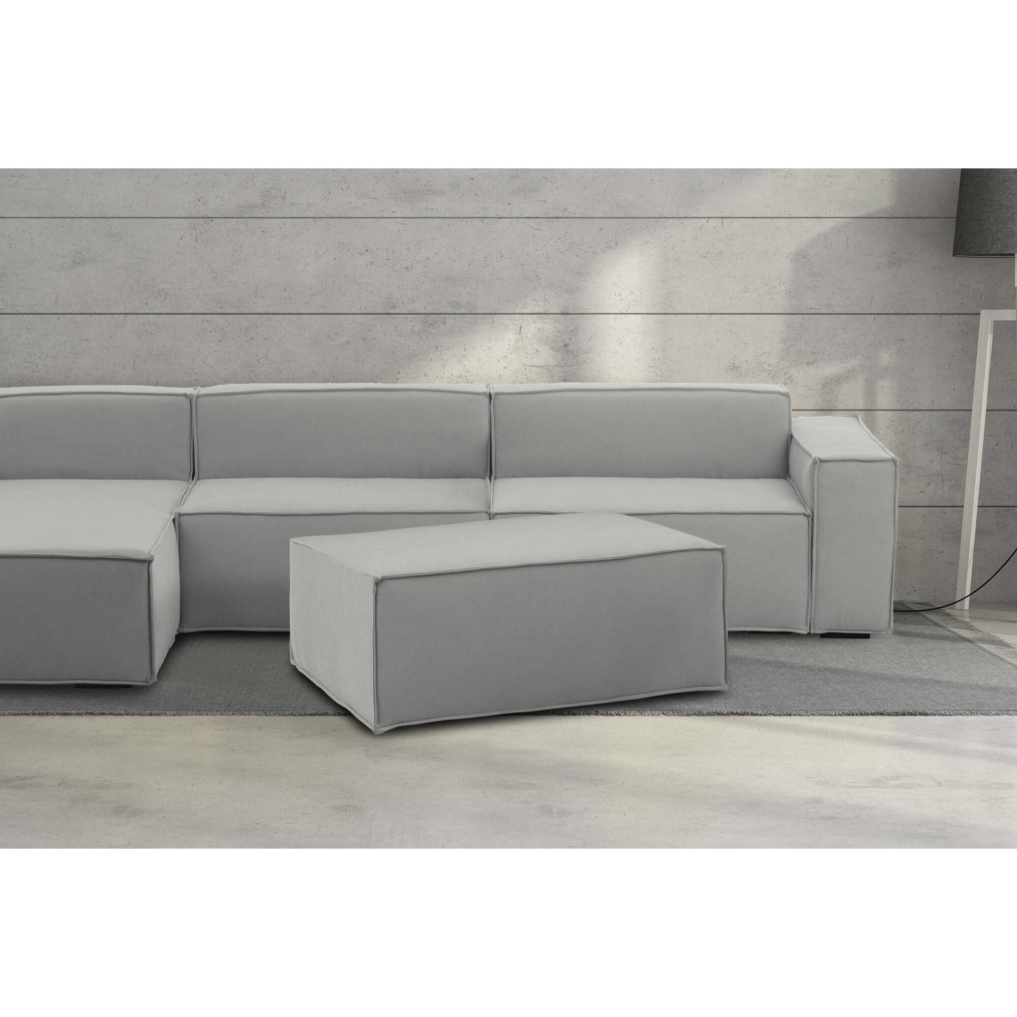 Pouf Antonella, Pouf da salotto, 100% Made in Italy, Poltroncina relax in tessuto imbottito, Cm 100x70h43, Grigio