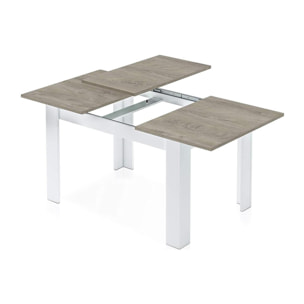 Tavolo allungabile Midland, Tavolo per sala da pranzo allungabile, Tavolo da pranzo estensibile con allunga, cm 140/190x90h78, Rovere Grigio e Bianco