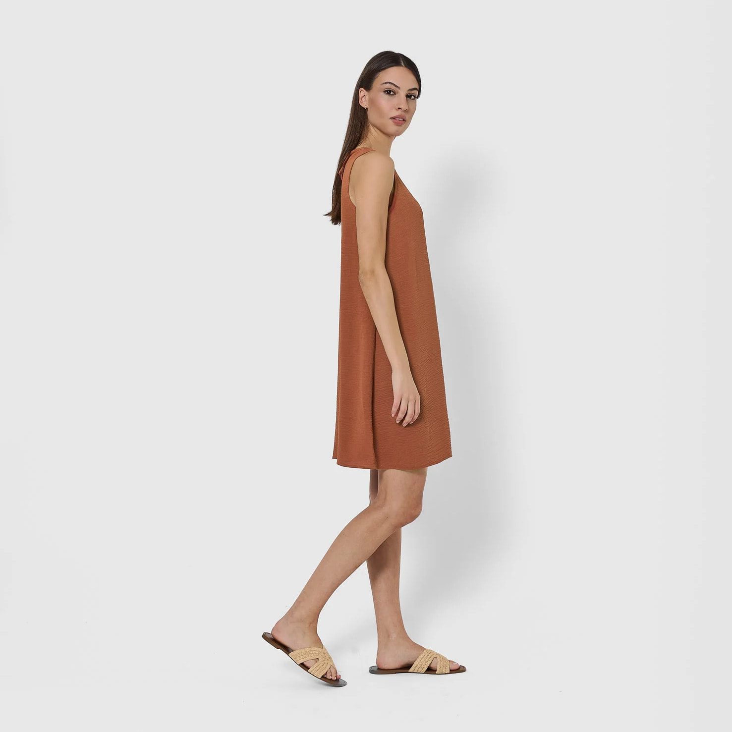 Vestido corto tirantes bambula liso