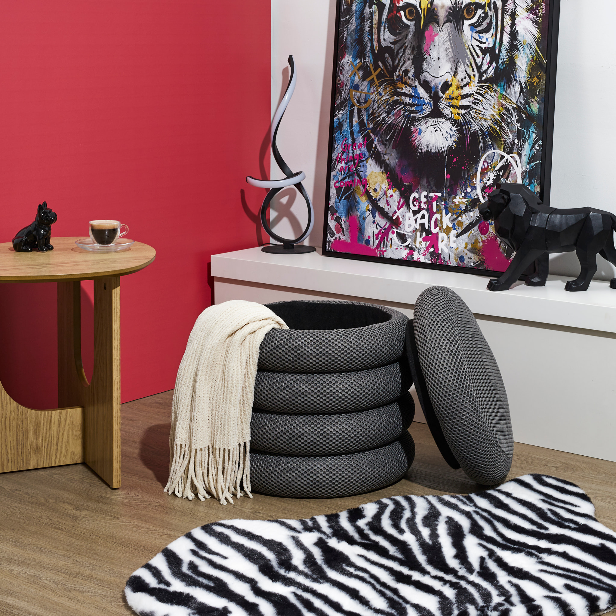 Pouf Rangement Atome Gris