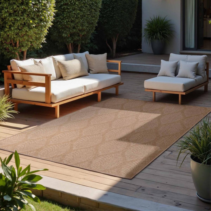 Tapis exterieur kilim nature floral, structure authentique, feka