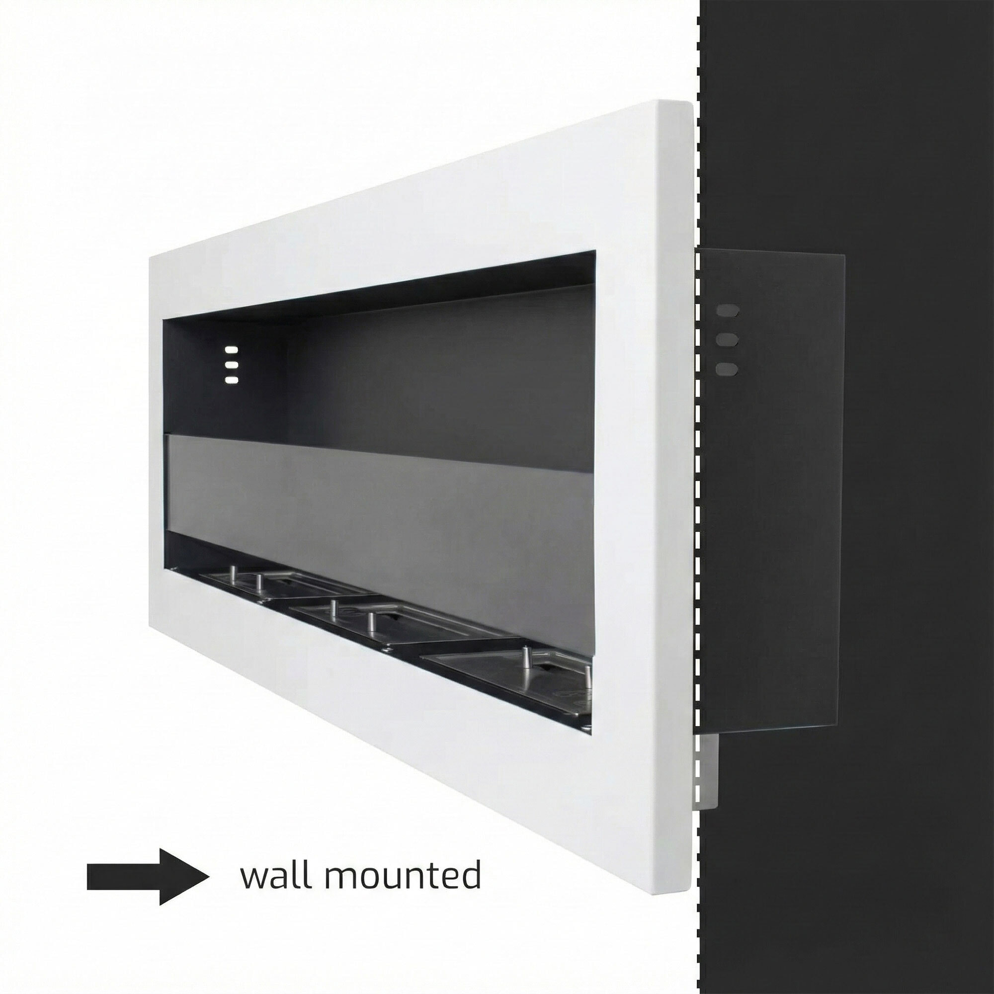 Traiano - Camino a bioetanolo da incasso 120xH40 cm biocamino Bianco