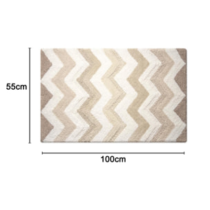 Tappeto Bagno Super Assorbente E Antiscivolo Fantasia Zig Zag Modello Corner Naturale