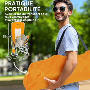 Lot de 2 chaises de plage pliantes - chaise de camping compacte légère poids net 2,7 Kg - métal polyester textilène orange
