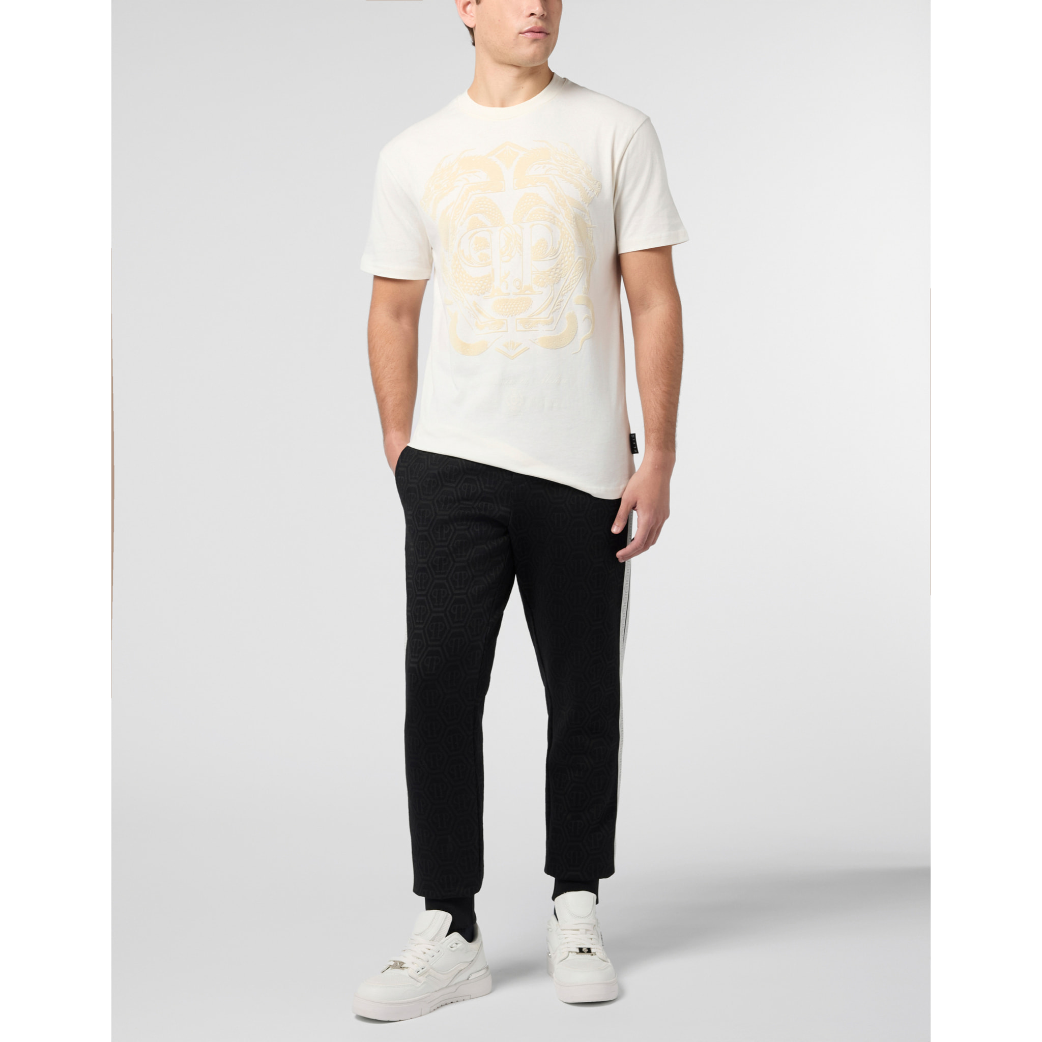 PHILIPP PLEIN Printed Round Neck T-Shirt Dragon