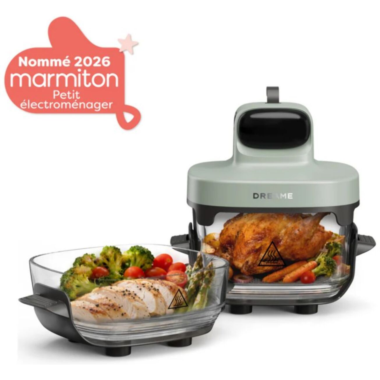 Friteuse sans huile DREAME Tasti™,Vert, 5 en 1, 2 récipients: 2,5L et 4,5L, 1500W