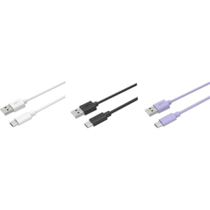 Câble USB C ESSENTIELB pack de 3 cables 1M blanc/noir/mauve