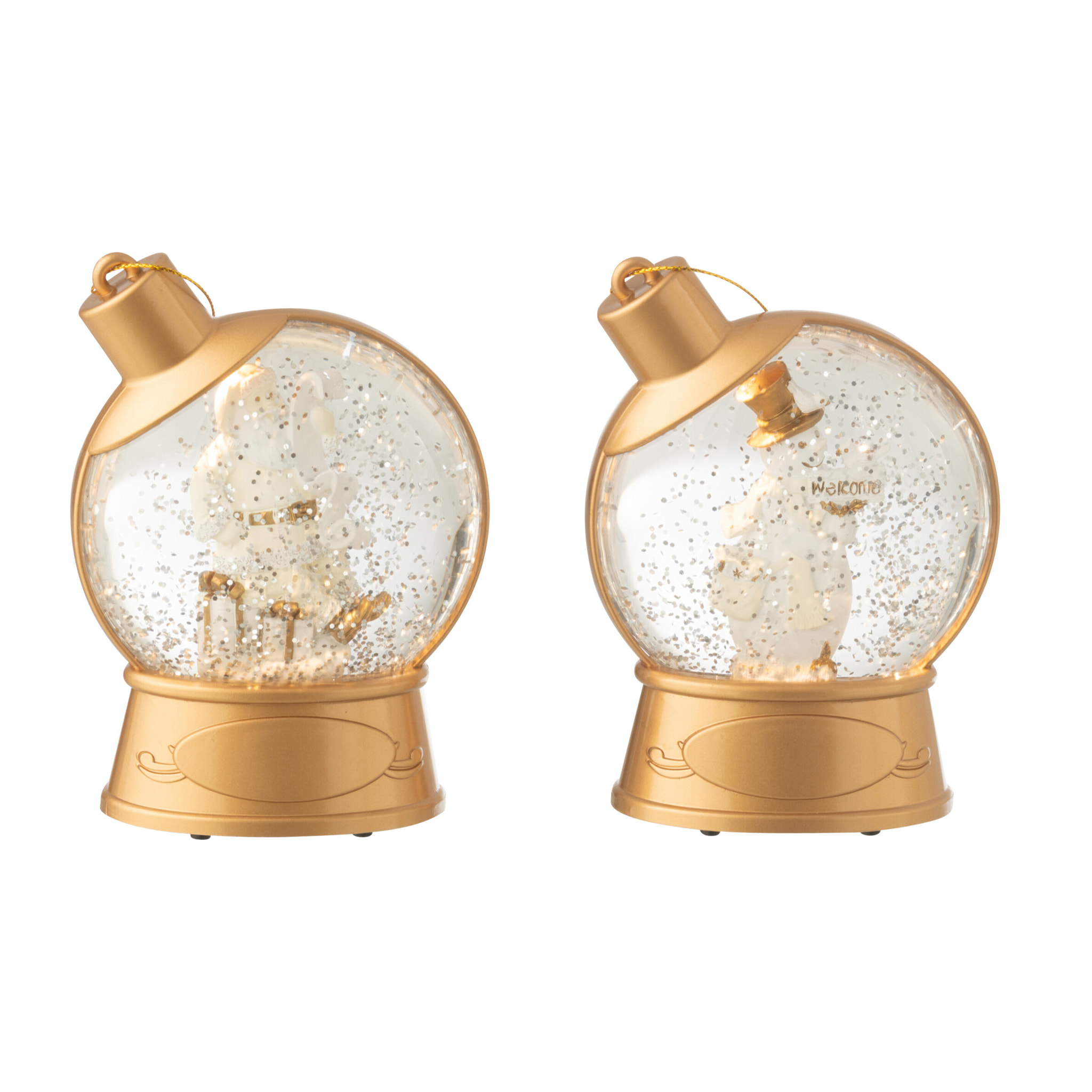 J-Line suspension Boule À Neige Bonhomme De Neige + Père Noël - plastique - blanc - 2 pcs