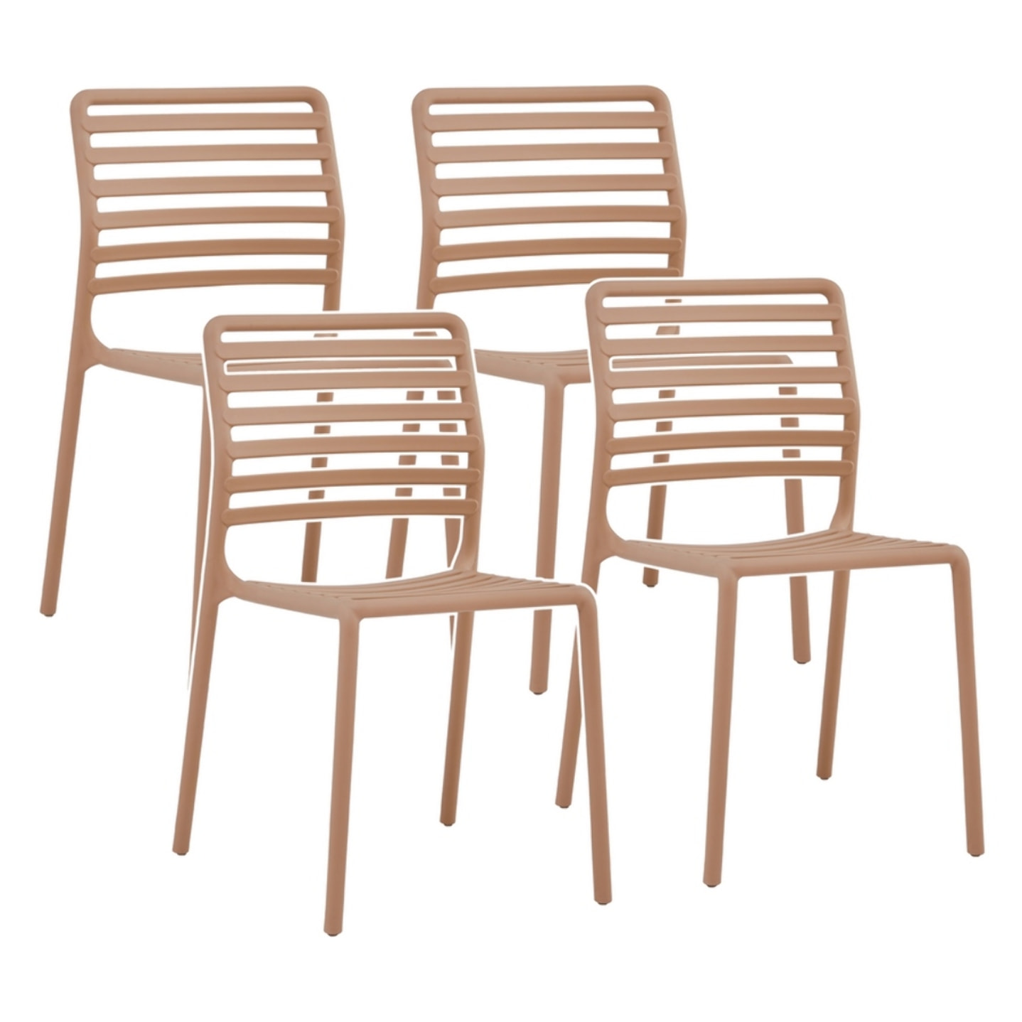 Set da 4 sedie da giardino in polipropilene tortora – Lagos