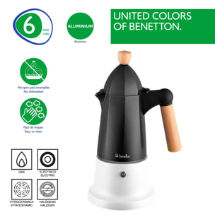 Cafetera de aluminio, 6 tazas, black & white Benetton