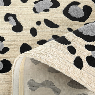 LEOVAH - Tapis salon motif léopard crème