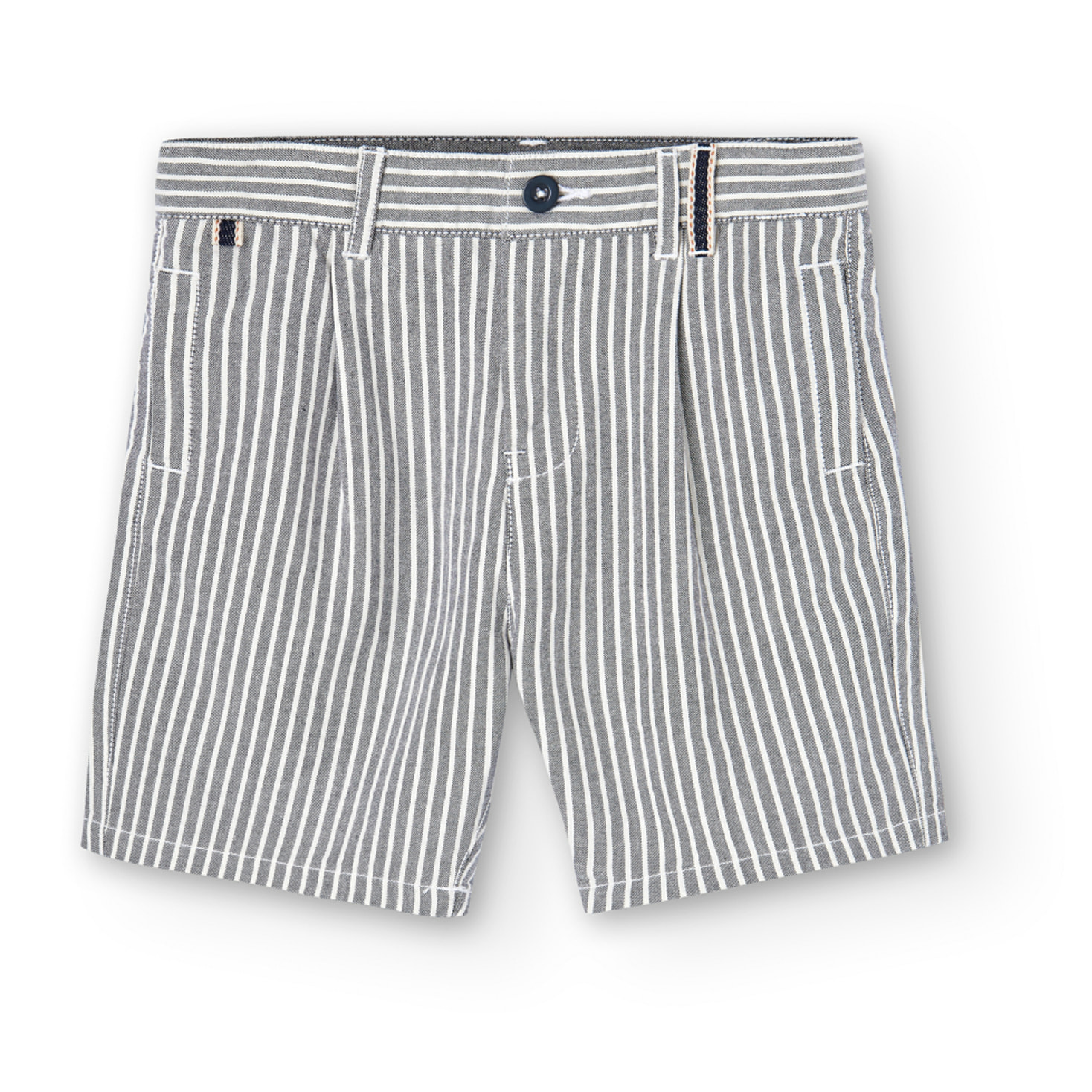 Bermudas oxford niÃ±o, estampado de rayas, botÃ³n, gris oscuro