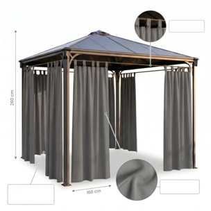 Tenda per gazebo con passanti e bottoni, telo ombreggiante in cotone e poliestere resistente ai raggi UV, facile da installare, ideale per terrazzo veranda e giardino, garantisce privacy e protezione dal sole