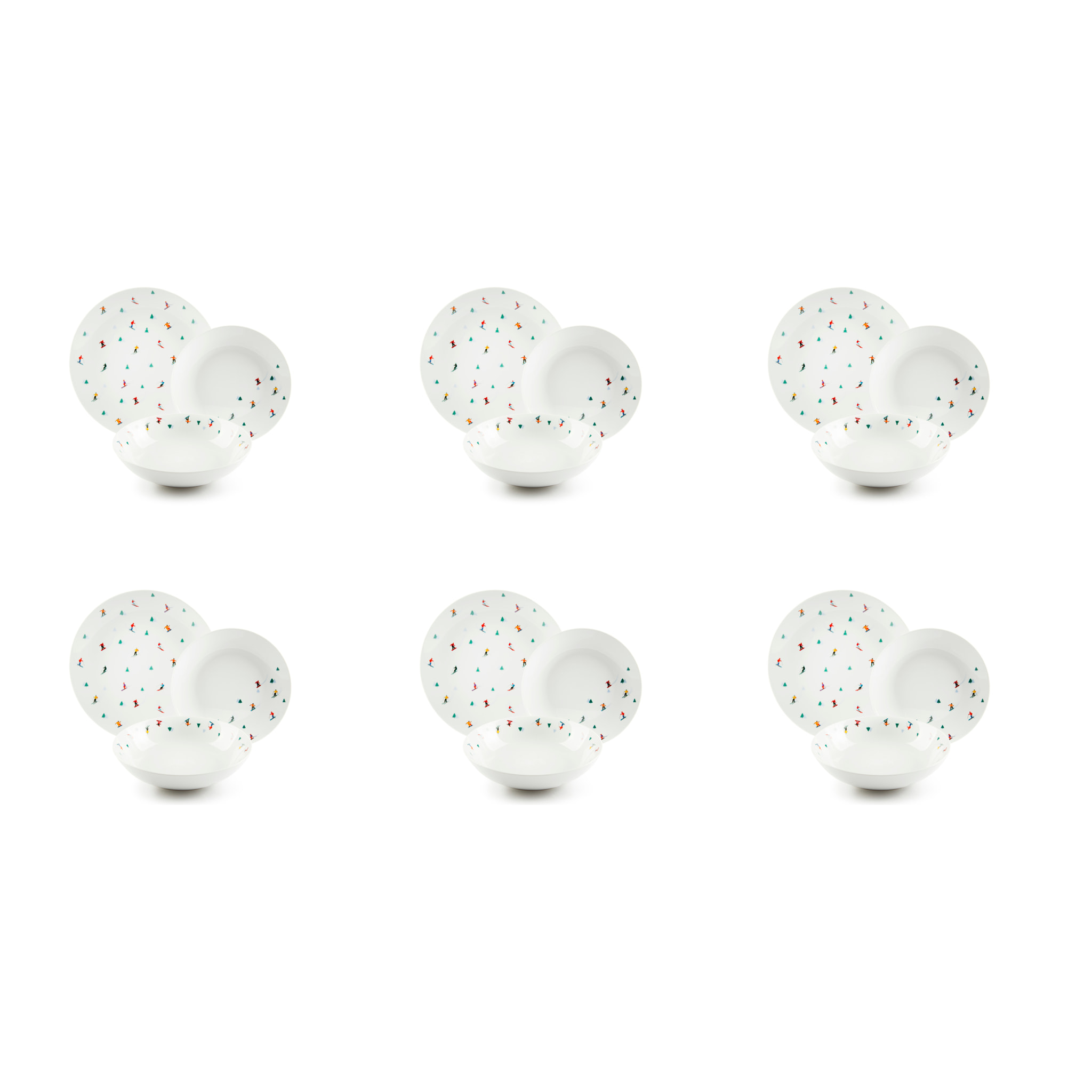 Service 18 assiettes Excelsa Cortina, porcelaine, multicolore