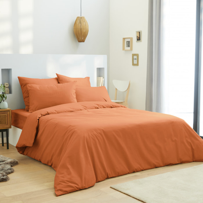 Housse de couette Orange 260 x 240 cm / 100% Coton / 57 Fils/cm² pour lit 2 places "King Size"