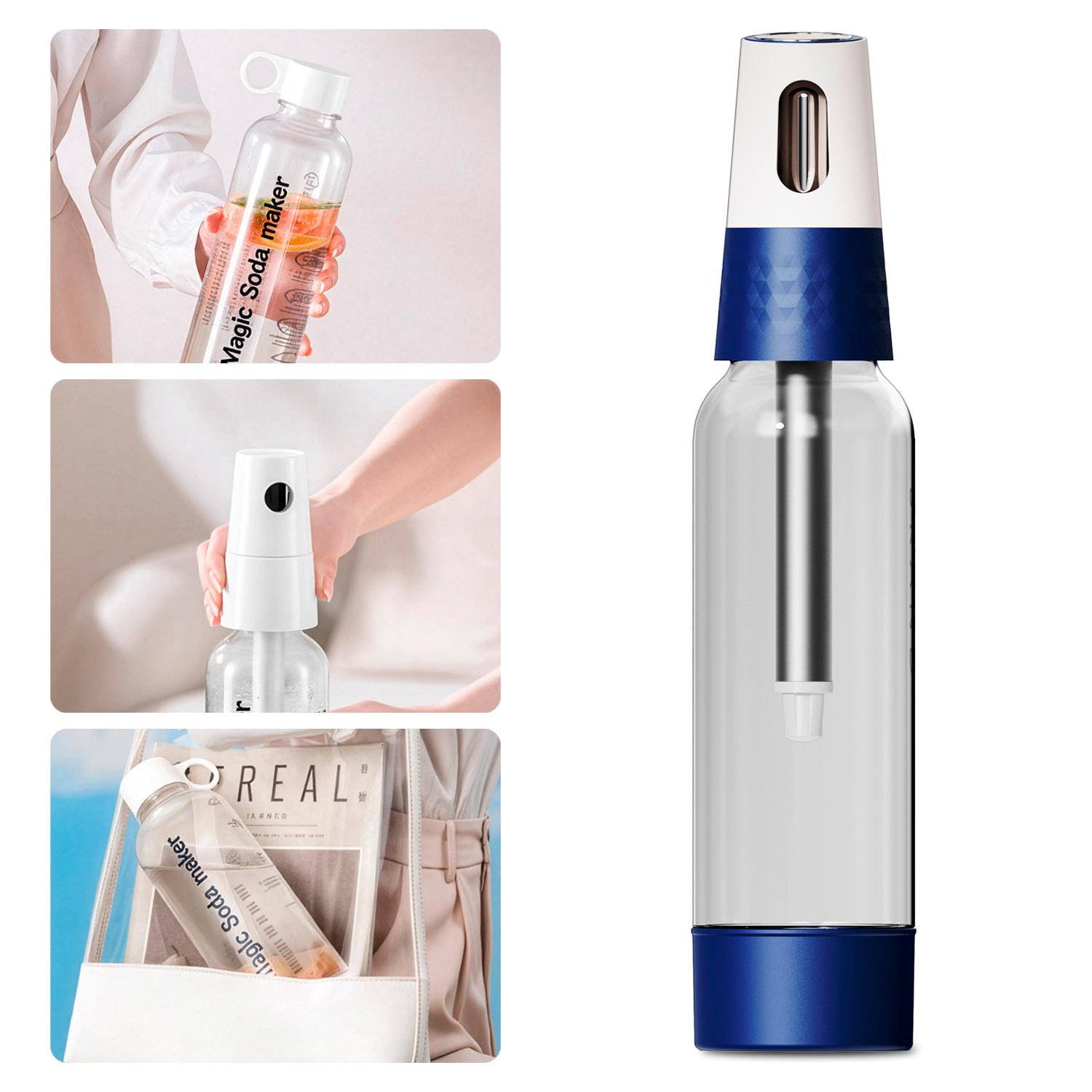 Máquina portátil KT-128B para preparar agua con gas y bebidas carbonatadas en casa. 1L de capacidad.