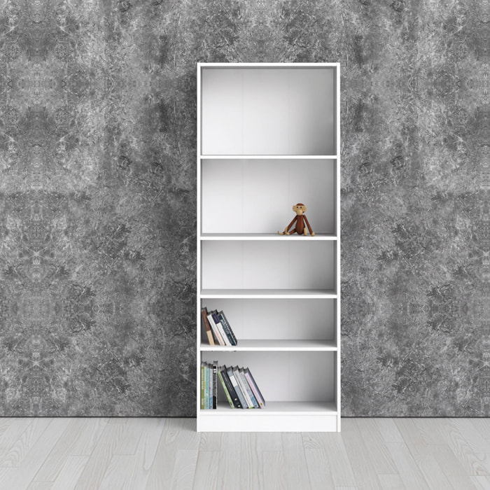 Libreria a cinque vani, colore bianco, cm 79 x 107 x 27