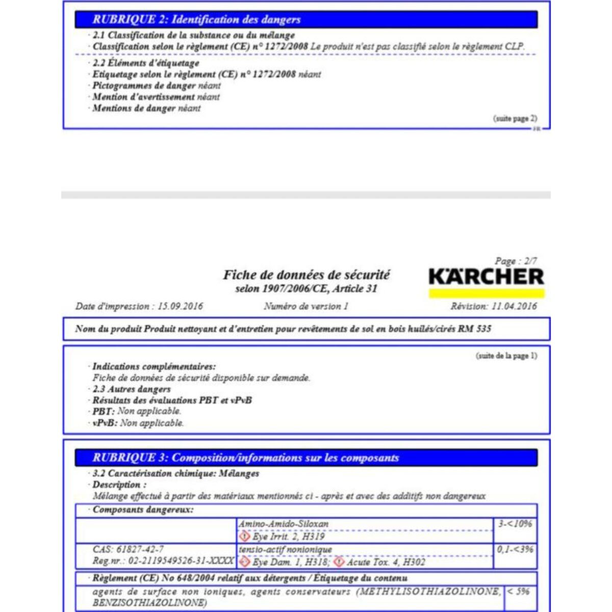 Détergent KARCHER Nettoyant parquets huilés ou cirés