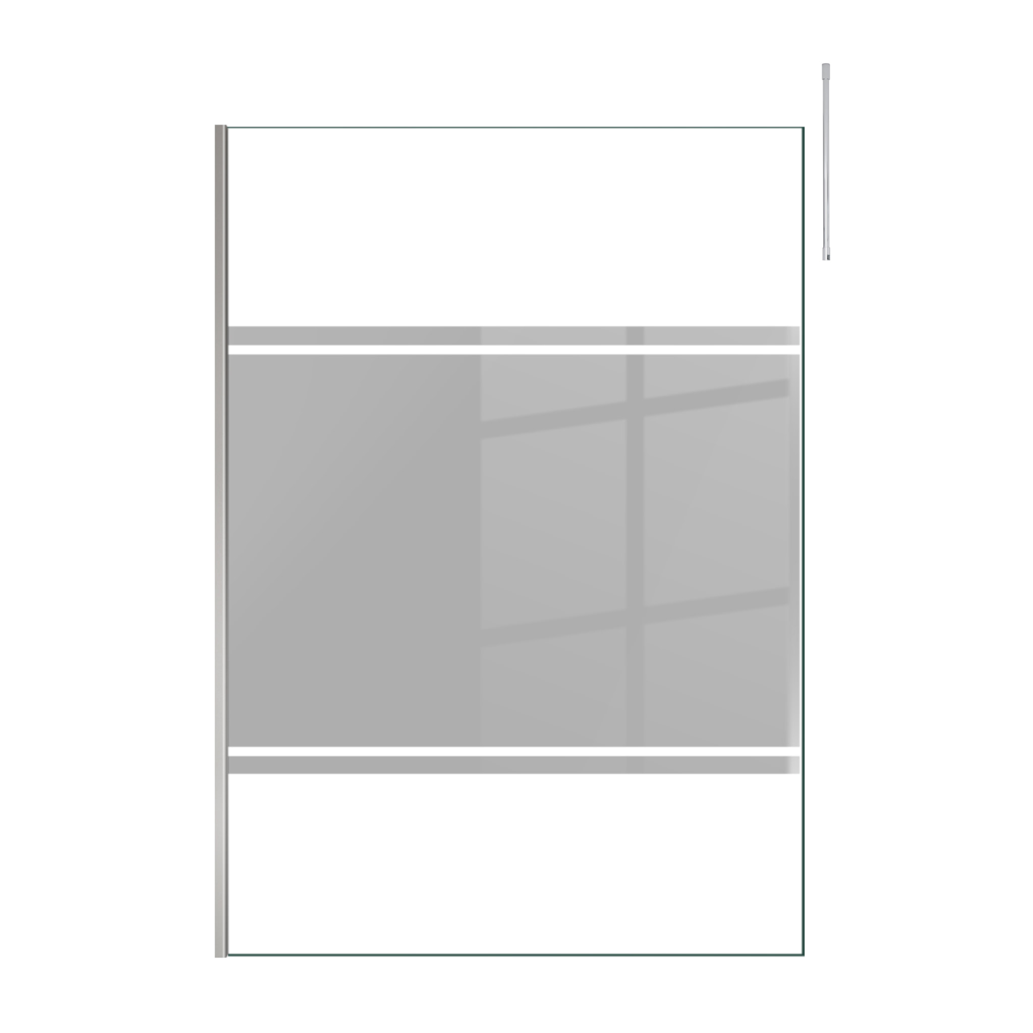 Paroi de Douche 140x200cm Miroir - Profilé + Barre Plafond Finition Chrome - FREEDOM 2 MIRROR