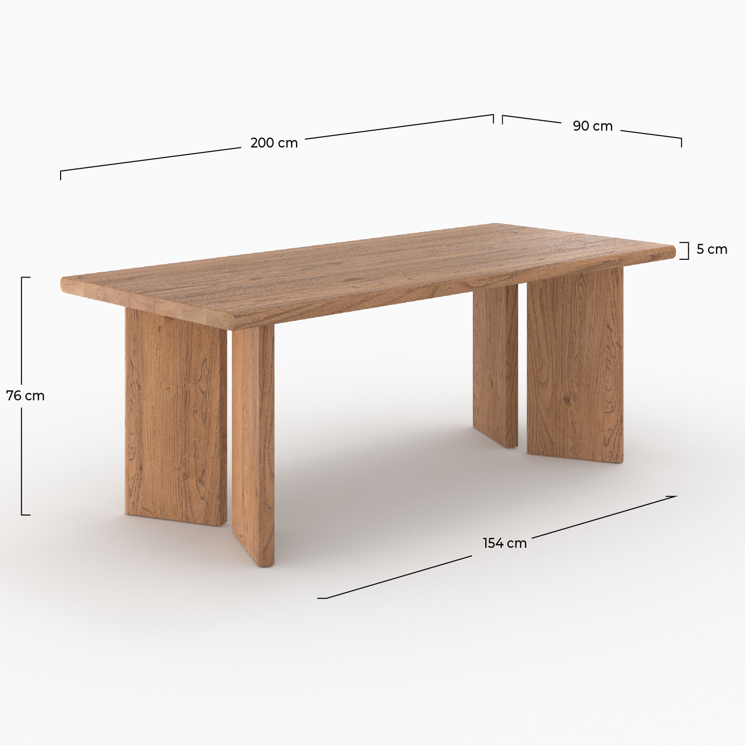 Table rectangulaire en bois d'orme 8 personnes - Albane