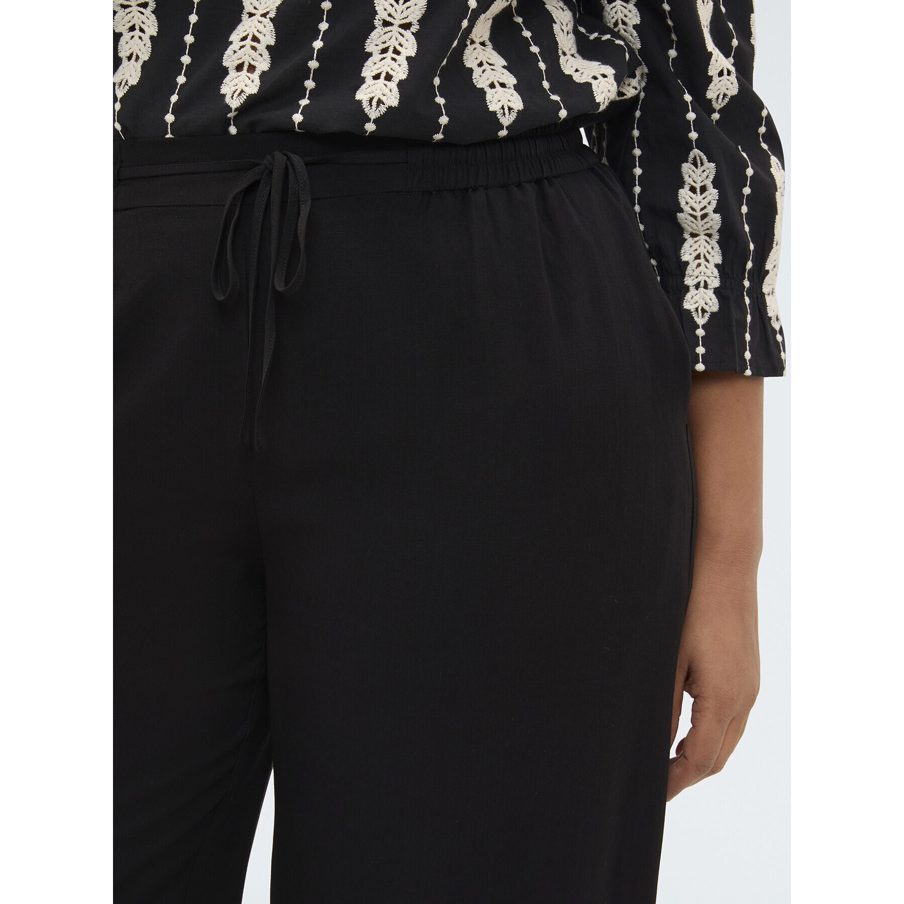 Fiorella Rubino - Pantalones Wide Leg con cordón en la cintura - Negro