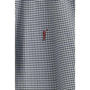 Camicia blu marino slim fit a quadri vichy con logo Rigby Go