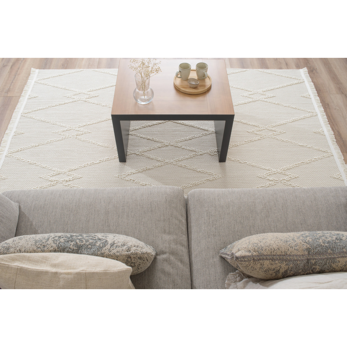 Bali - tapis moderne motif géoémétrique, crème