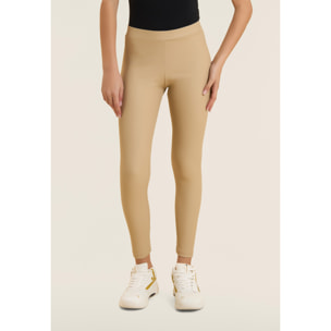 Leggings 7/8 in tessuto coated elasticizzato vita regular