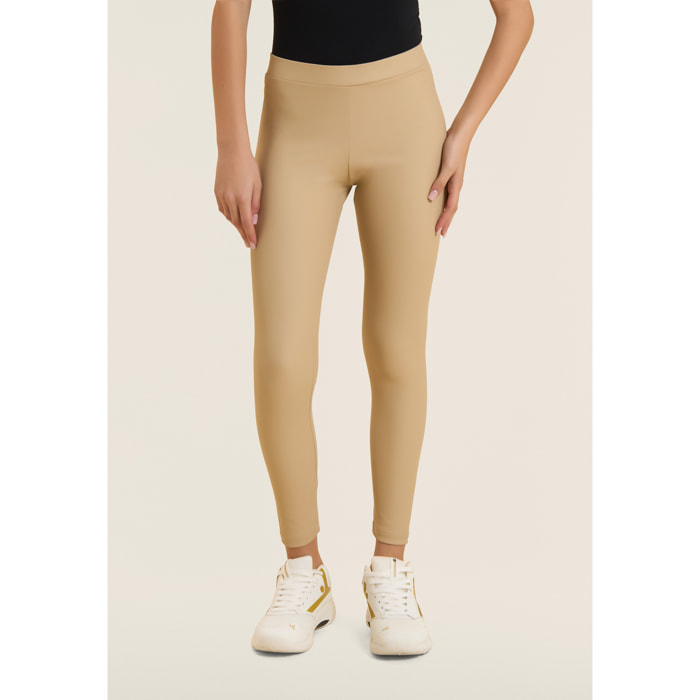 Leggings 7/8 in tessuto coated elasticizzato vita regular