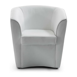 Poltrona Artello, Poltrona da salotto, 100% Made in Italy, Poltroncina relax in ecopelle, Cm 70x60h74, Bianco