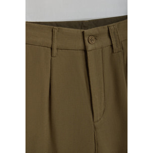 Pantaloni Cuba in lino e cotone verde cachi con dettagli ricamati Polo Club