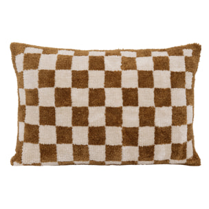 Coussin tufté damier - Marron Brun