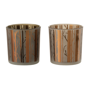 J-Line photophore Arbre - verre - marron - small - 2 pcs
