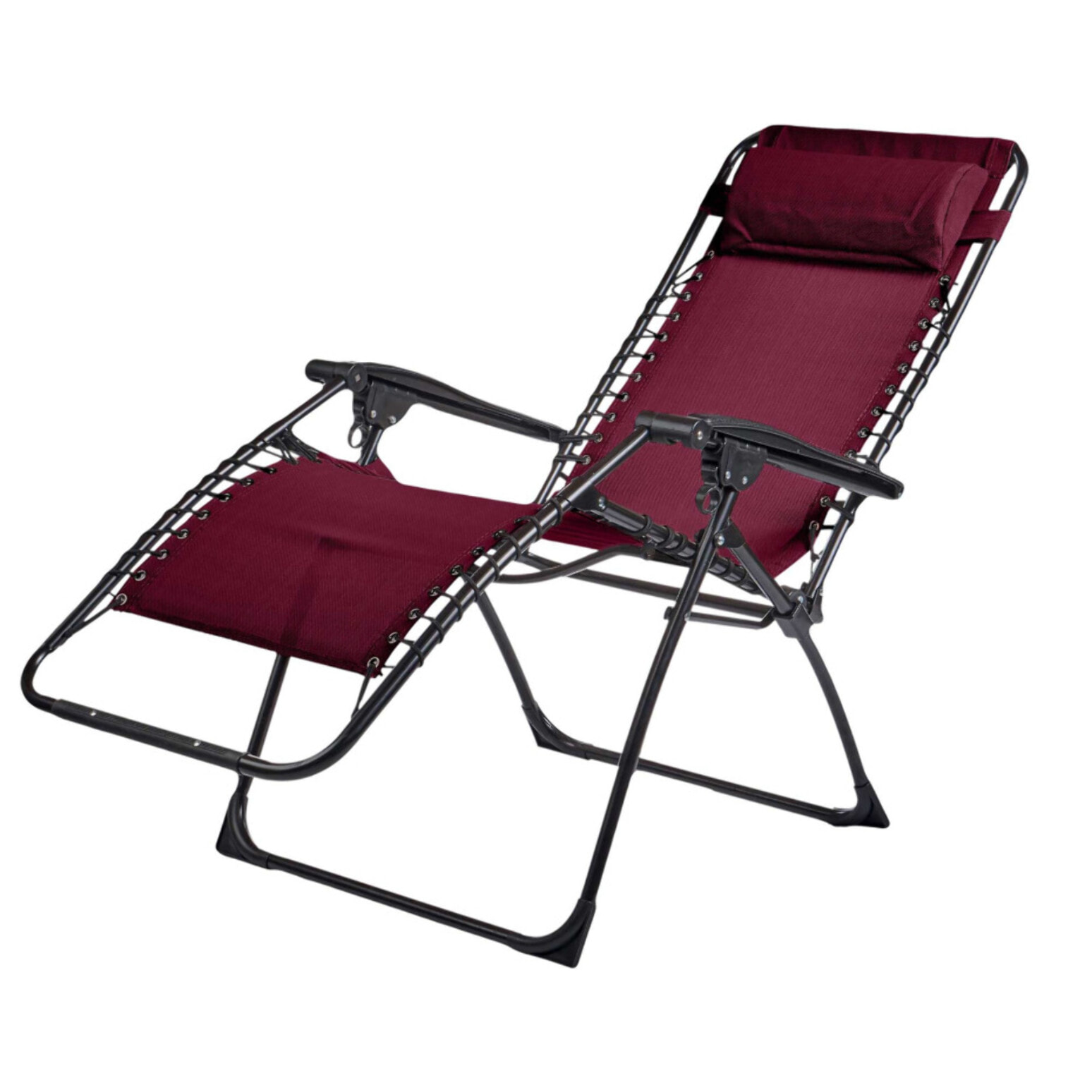 Lot de 2 fauteuils relax en acier - pliant - bordeaux - PALAVAS