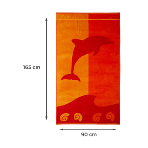 Telo Mare Spugna Jacquard Spiaggia Disegno Flipper