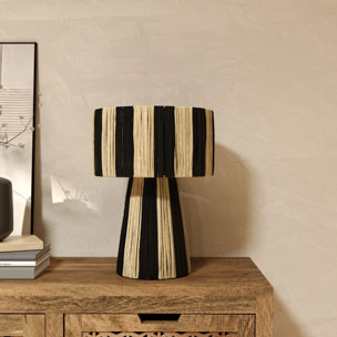 Lampe rayée noire en feuille de palmier - Soléa