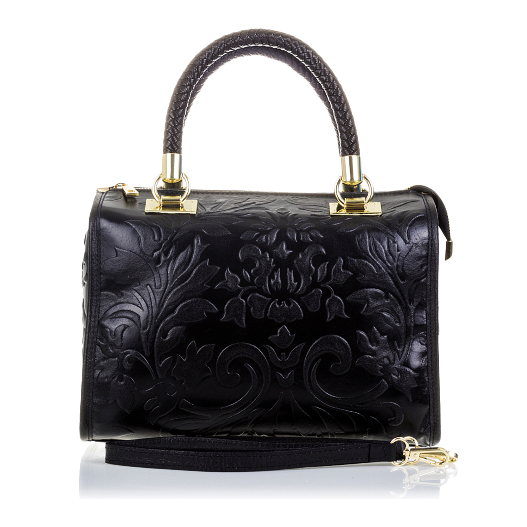 Faenza Borsa tote Donna.Pelle autentica Camoscio Incisione Fiori