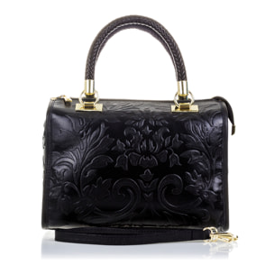 Faenza Borsa tote Donna.Pelle autentica Camoscio Incisione Fiori