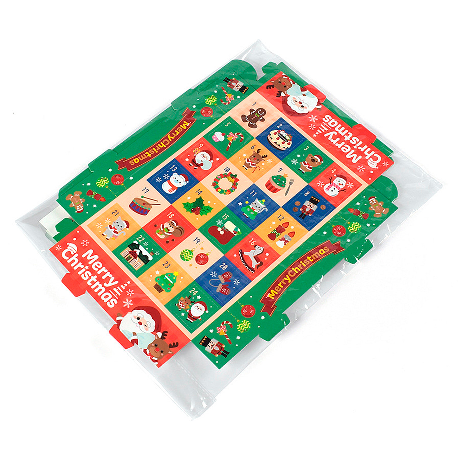 Caja para montar y rellenar. Calendario de adviento, con 24 huecos en total. (No incluyen regalos).